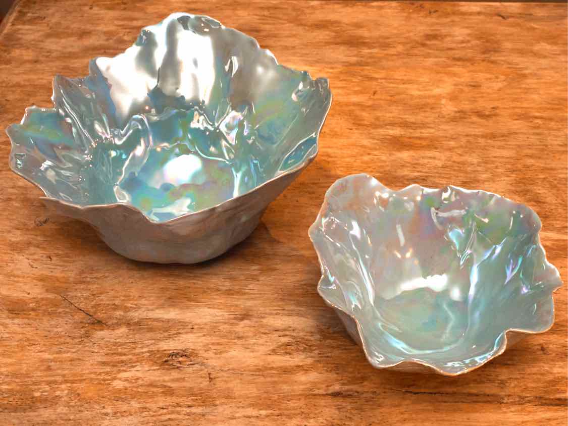 Antigua Ceramic Bowl Set Blue Pearl Glaze