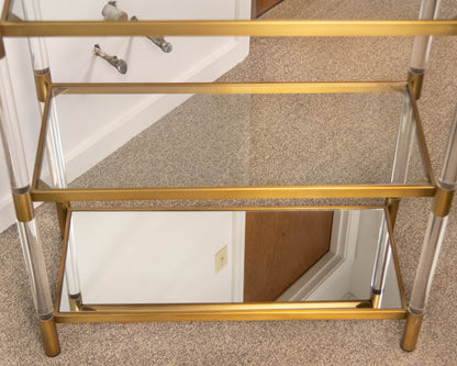 Anthropologie 'Oscarine' Lucite & Brass Finish  Bookcase with 4 Glass Shelves