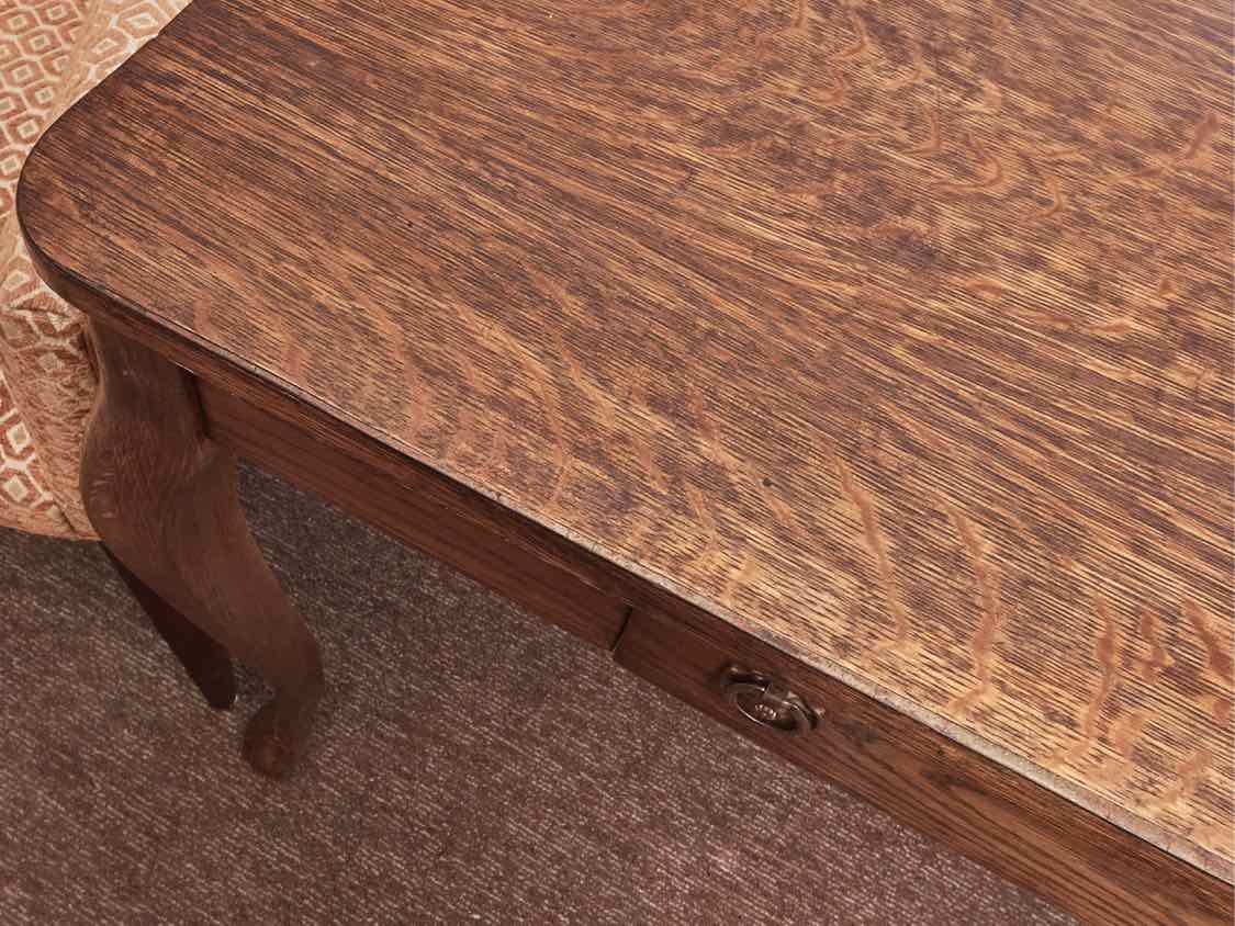 Oak Desk with Faux Drawer & Cabriole Legs