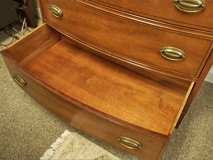 Bowfront Mahogany 5-Drawer Tall Chest in Light Mahogany