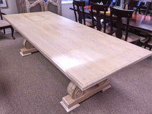 9' Trestle Base Dining Table in Bleached Wood Finish