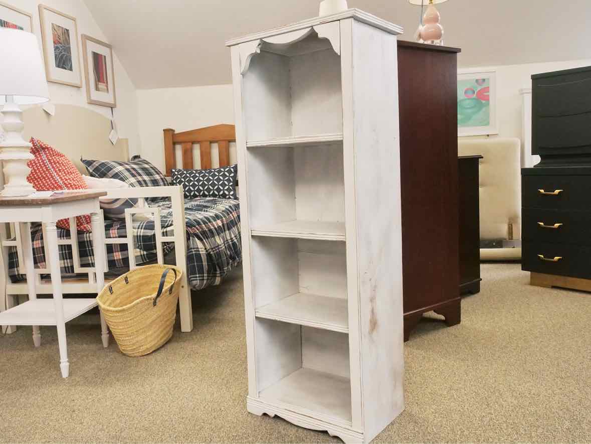 Solid Maple Bookcase in Rustic White Finish