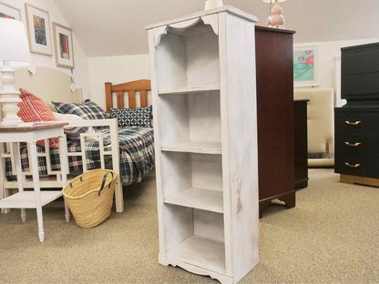 Solid Maple Bookcase in Rustic White Finish