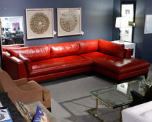 Custom Arhaus Red Leather Sectional