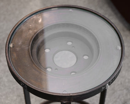 Round Black Metal Accent Drink Table