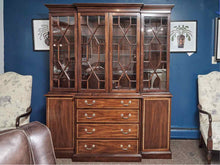 Henkel Harris Mahogany Banded Inlay 4 Glass Door Breakfront Cabinet