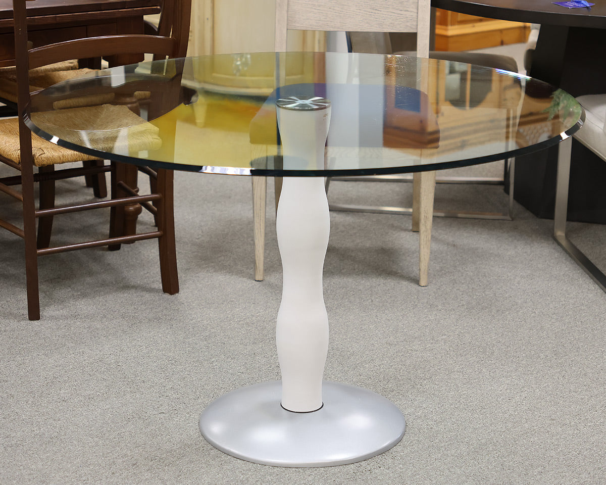 Roche Bobois Atena Glass Top and White Murano Pedestal Dining Table