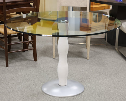 Roche Bobois Atena Glass Top and White Murano Pedestal Dining Table