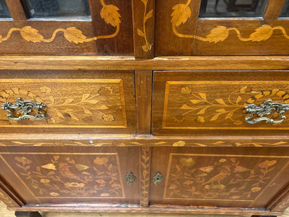 Antique Biedermeier 2-Piece Inlaid Cabinet