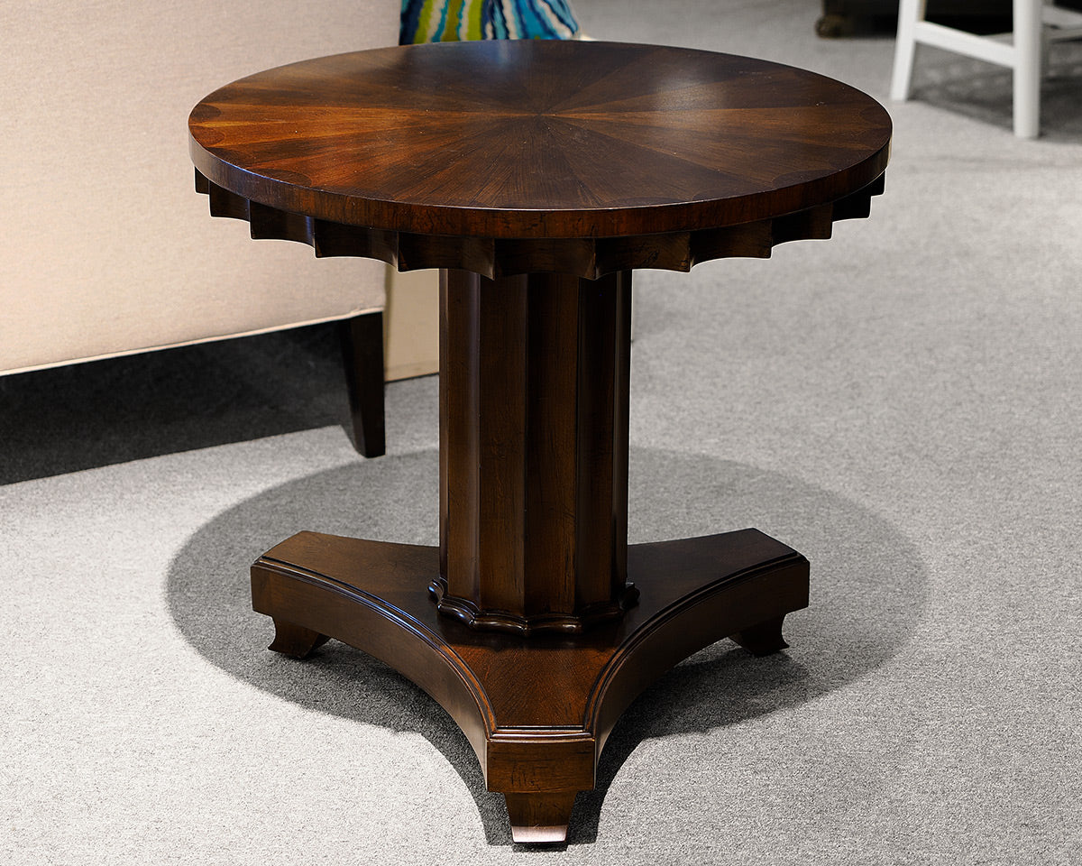 Round Mahogany Inlaid Side Table
