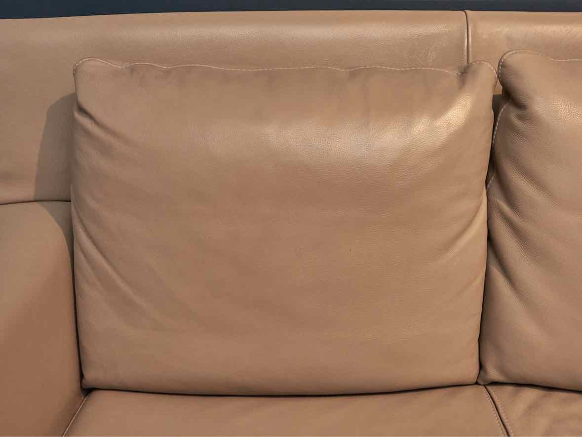 Nicoletta  Taupe Leather Contemporary  Loveseat