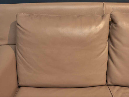 Nicoletta  Taupe Leather Contemporary  Loveseat