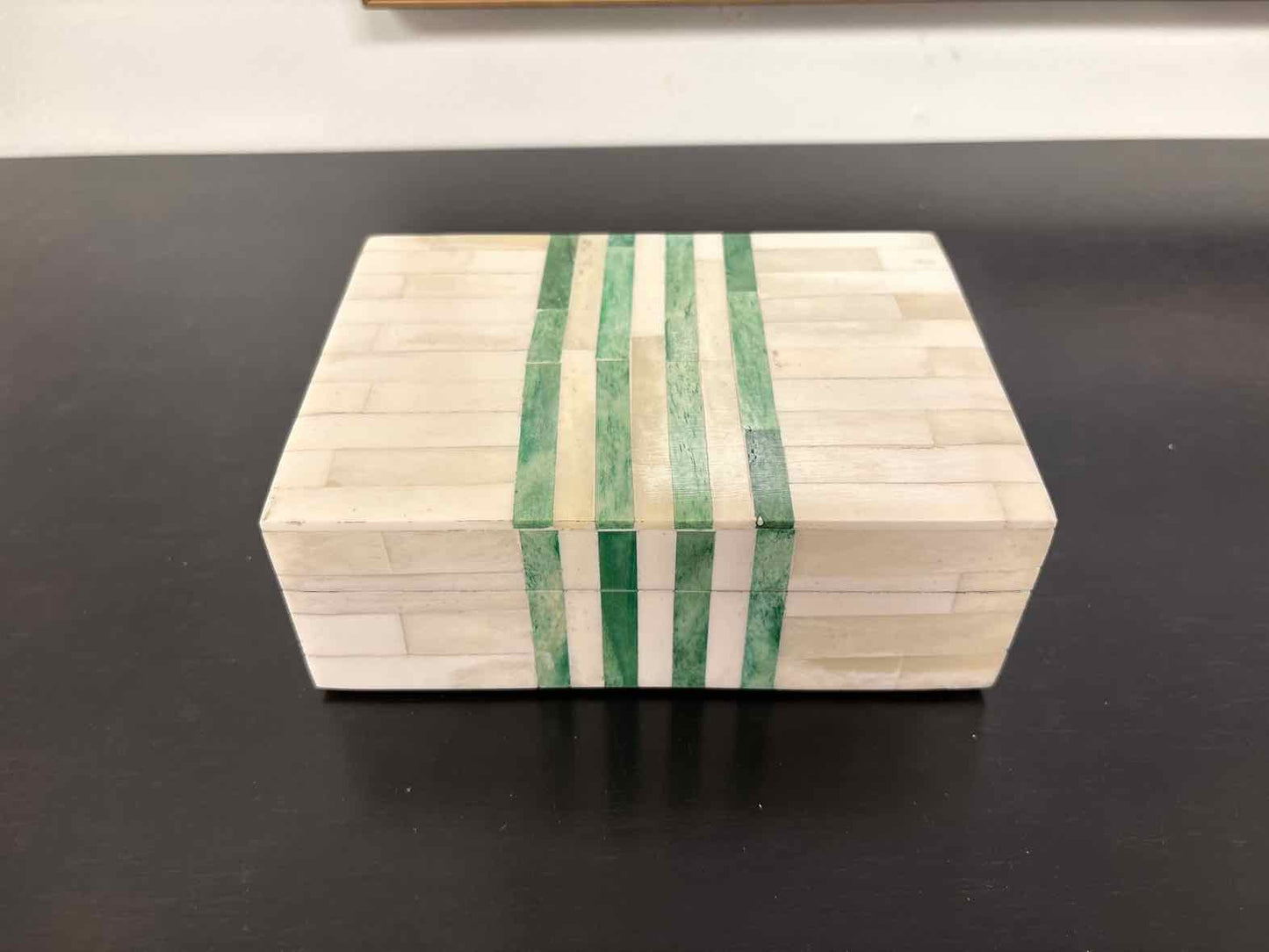 Small Decorative Box in Ivory & Green