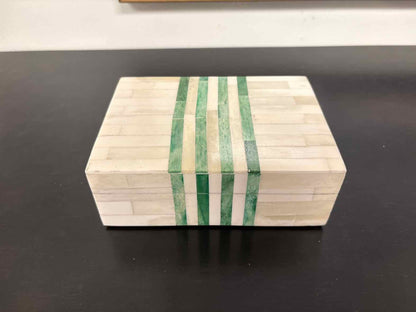 Small Decorative Box in Ivory & Green