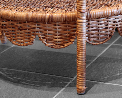 Pair of Rattan Demi Lune Accent Tables