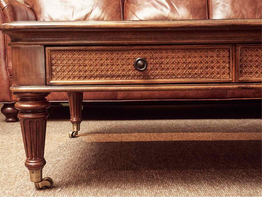 Ralph Lauren Mahogany Cocktail Table with Brass Casters