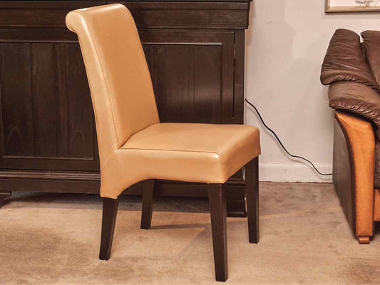 Pair Of Faux Leather 'Butterscotch' Espresso Legs Dining Chairs