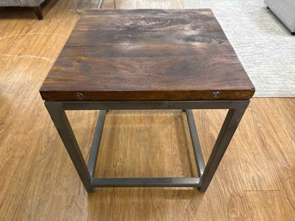 Square Side Table w/ Metal Base