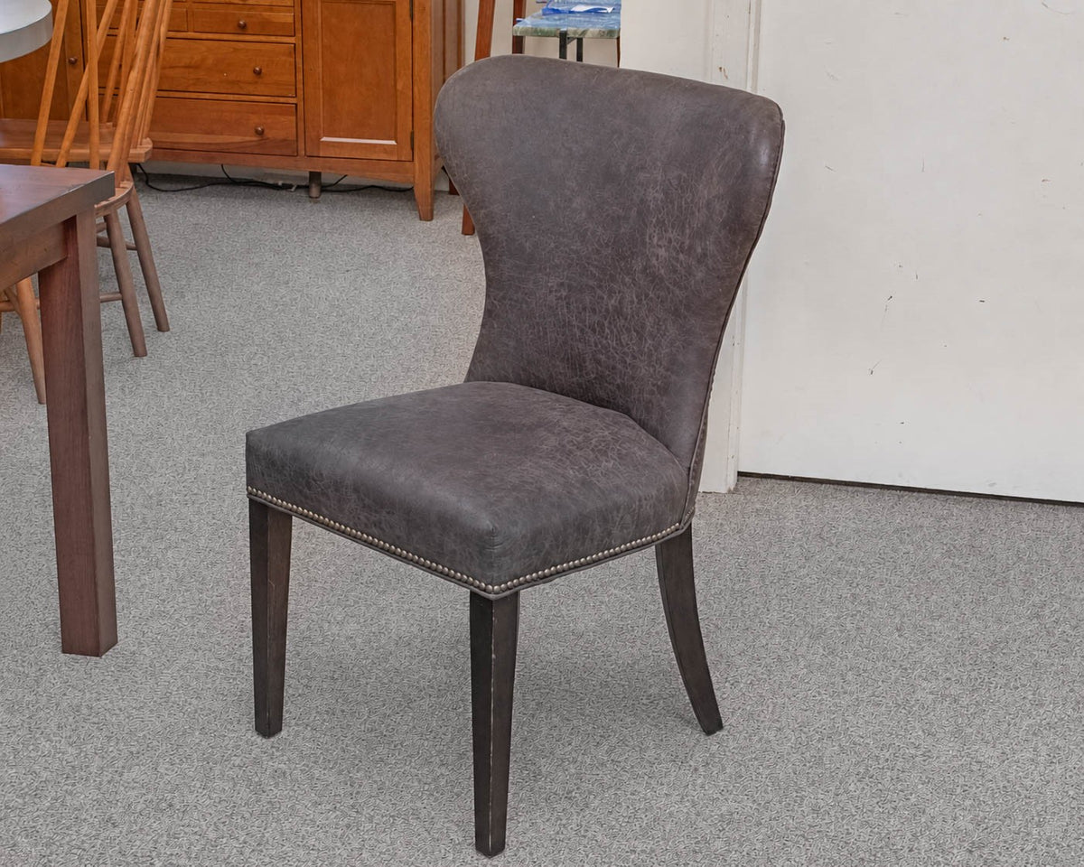 Set of 12 Camden Collection Charcoal Grey Bonded Leather Dining Chairs