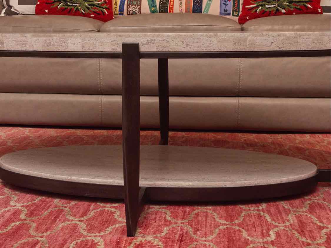 Bernhardt 'Ovalada'  Travertine Cocktail Table with Shelf