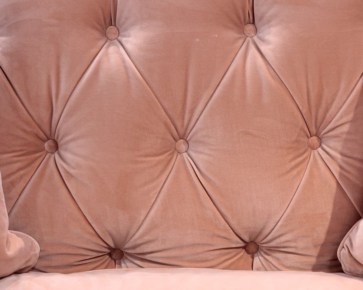 Pink Tufted Loveseat