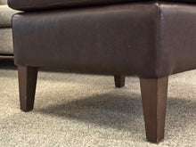 Square Embossed Leather Ottoman in Dark Brown