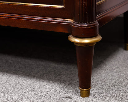 French Louis XVI Styled Mahogany Stone Top Console Table