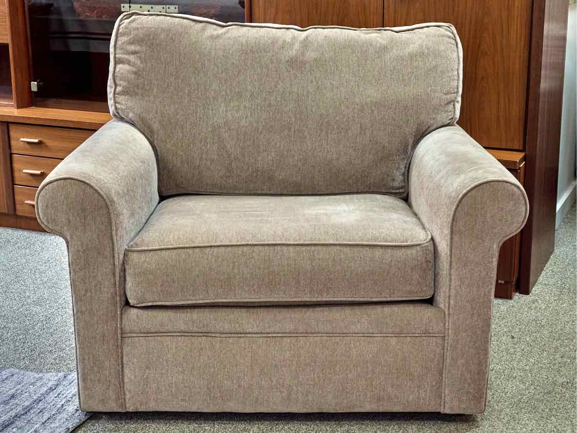 Rowe Chair& Half in Sand Lilah Performance Upholstery