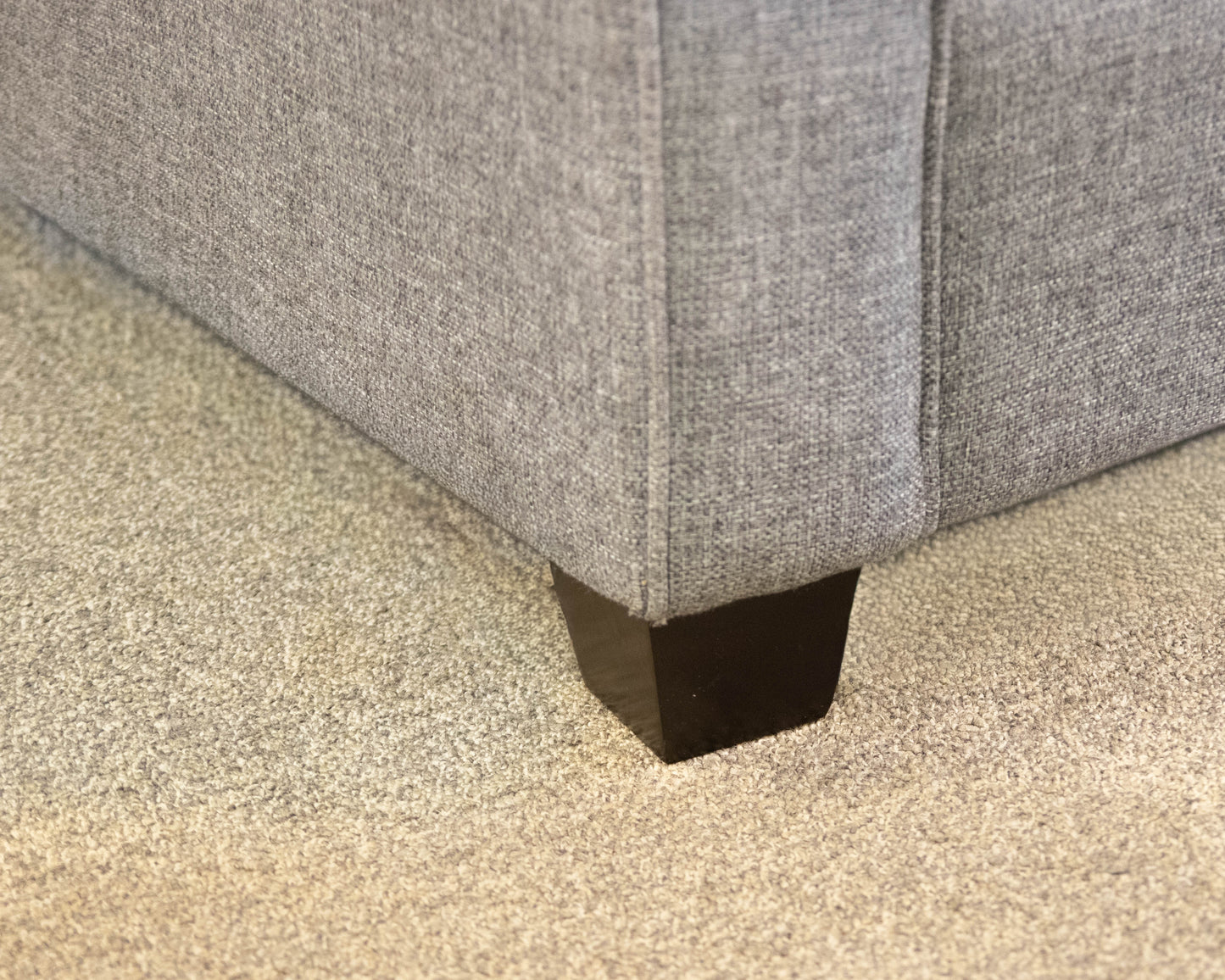 Tight Back 3 Cushion Textured Grey Upholstered Sofa W/ Track Arms