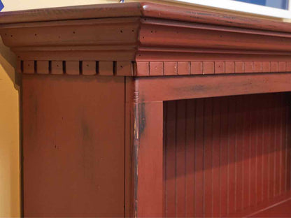 Cranberry Finish 2 Shelf Beadboard Back Bookcase