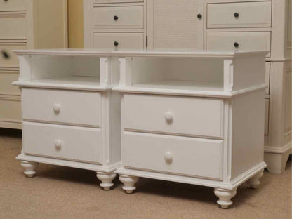 Pair Of Vermont Tubbs  White Finish 2 Drawer & Shelf  Nightstands