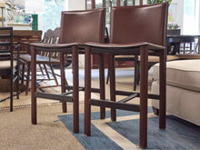 Set of 2 Filippo Sibau & Co Brown Leather Wrapped Counter  Stools