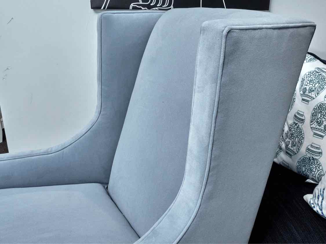 'Robin Egg' Blue Performance Velvet High Back Chair & Ottoman