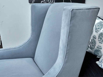 'Robin Egg' Blue Performance Velvet High Back Chair & Ottoman