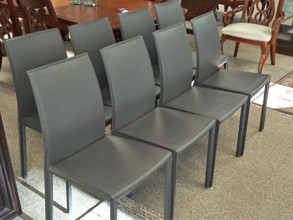 Set of Eight Bo Concept Gray Leather Dining Chairs