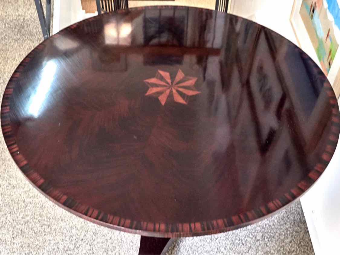 John Whiddicomb Round Inalid Mahogany Accent Table