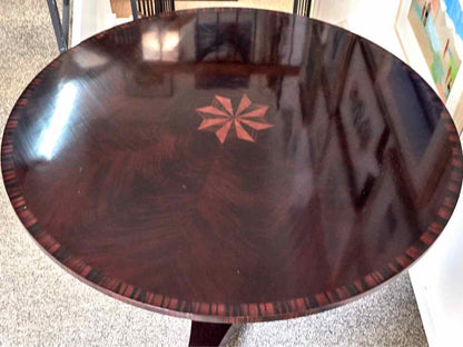 John Whiddicomb Round Inalid Mahogany Accent Table