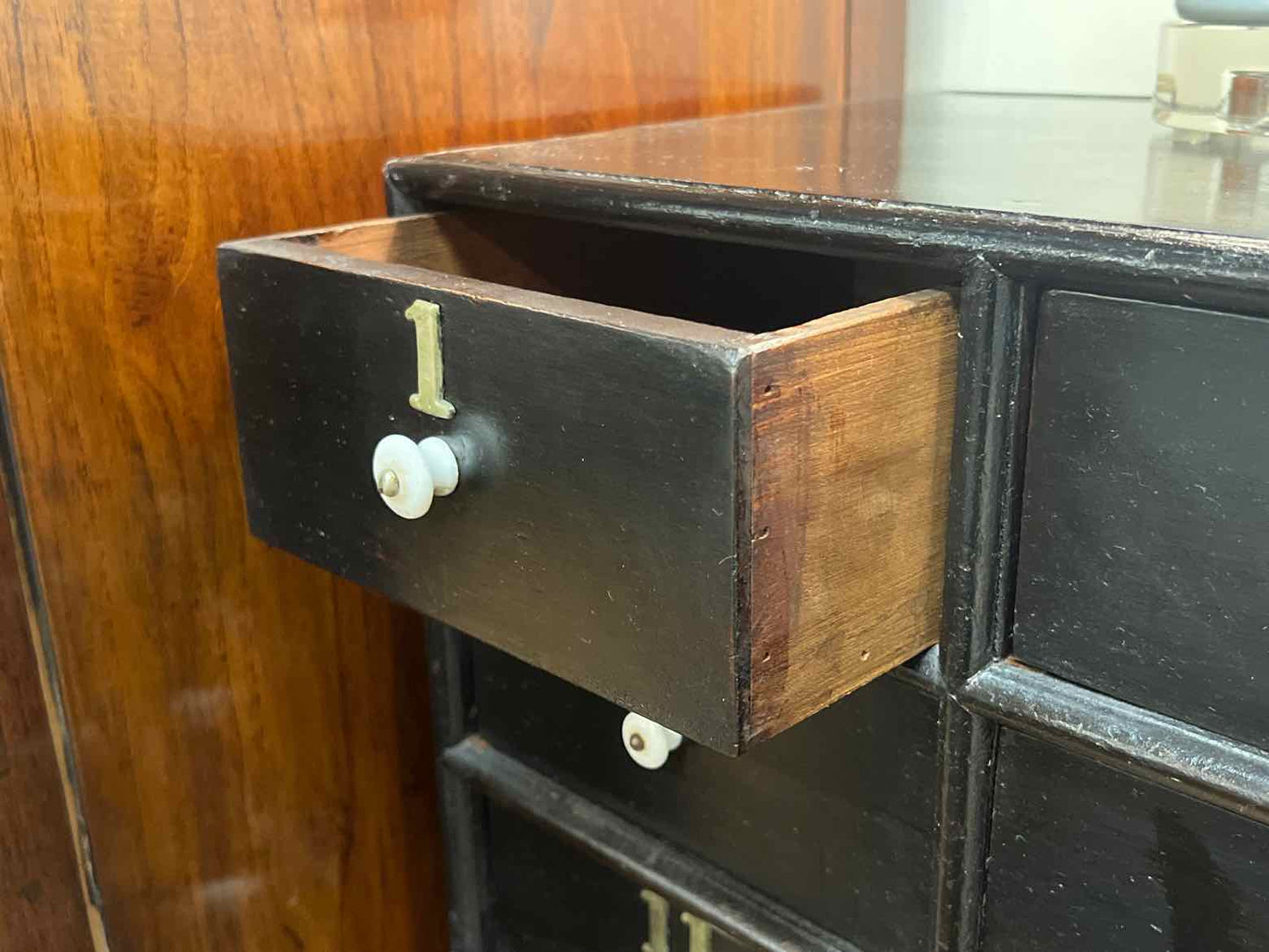 Antique Black Apothecary Chest