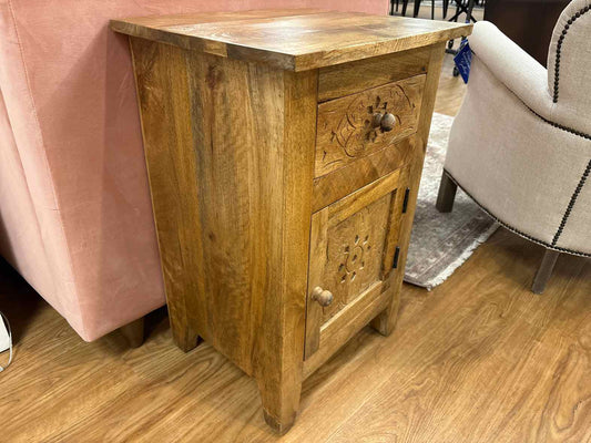 Jofran Global Archive Hand-Carved Walnut Side Table