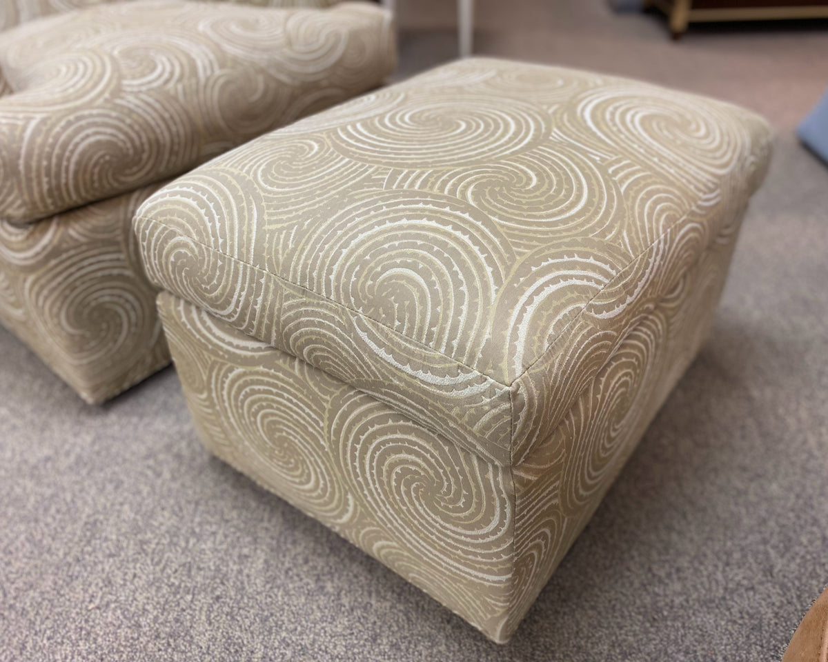 TRS Furniture Inc. Green Spiral Upholstered Swivel Chair & Ottoman