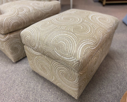 TRS Furniture Inc. Green Spiral Upholstered Swivel Chair & Ottoman