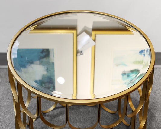 Gold Contemporary Drum Accent Table