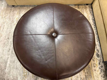 Round Dark Chocolate Leather Ottoman