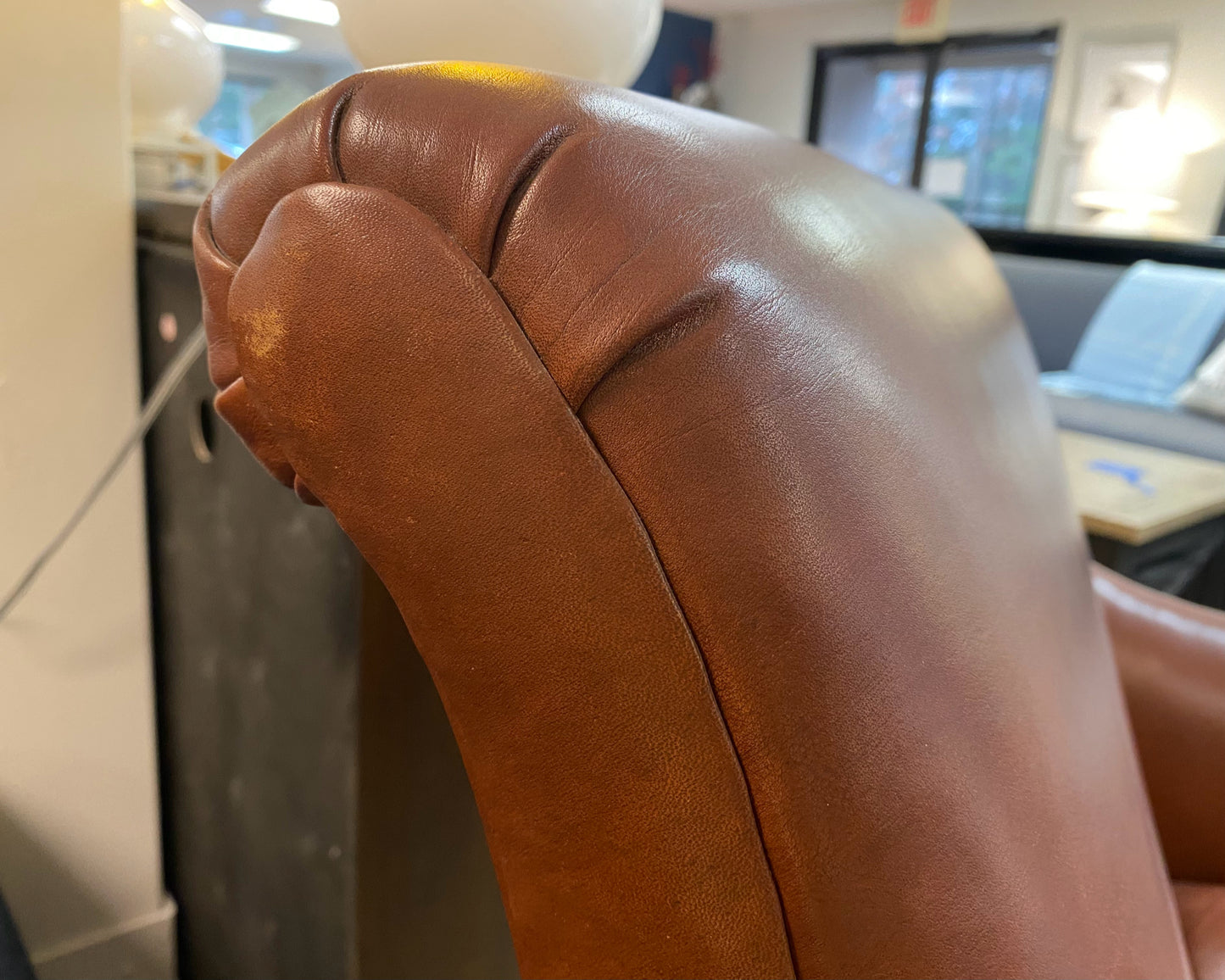 Edward Farrell  'Sienna Brown' Leather Arm Chair with Chestnut Legs