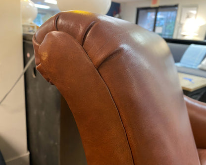 Edward Farrell  'Sienna Brown' Leather Arm Chair with Chestnut Legs