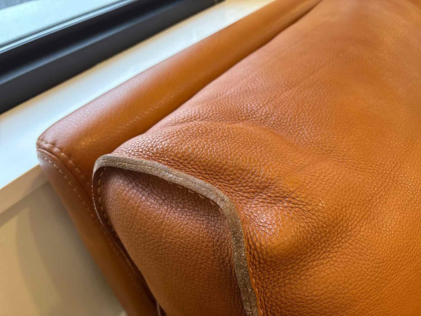 Roche Bobois 'Ascot' Cognac Leather Sofa