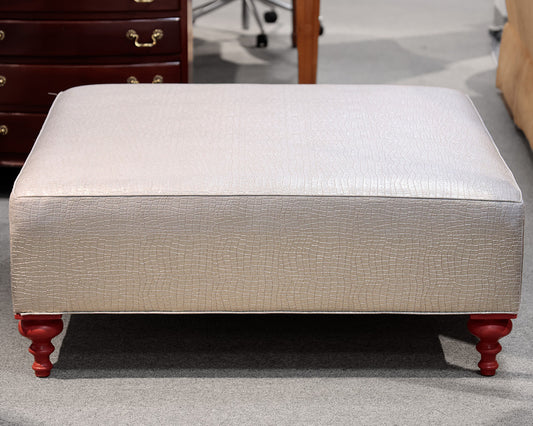 Silver Crocodile Vegan Leather Ottoman