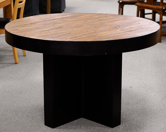 Round Wood Top Dining Table With Metal Base