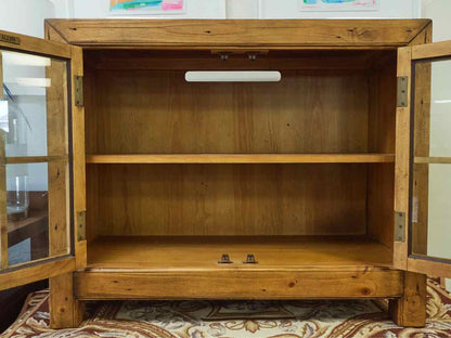 New Country  Media Furniture with 2 Glass Pane Doors with Fixed Shelf