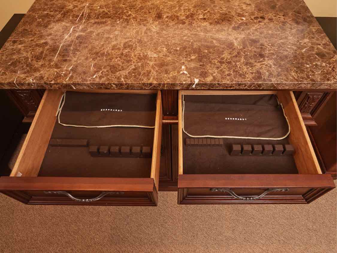 Bernhardt Walnut 2 door & 2 Drawer Server with Marble Top